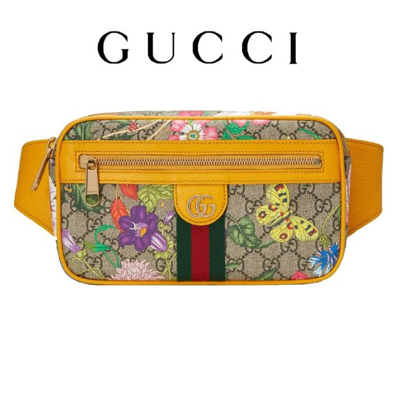 Gucci Handbags - Ophidia Flora GG Supreme Authentic Unisex Canvas Belt Crossbody Fanny Pack Bag